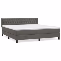 vidaXL Giroletto a Molle con Materasso Grigio Scuro 160x200 cm Velluto - Vista aggiuntiva 2