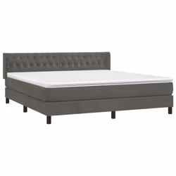 vidaXL Giroletto a Molle con Materasso Grigio Scuro 160x200 cm Velluto - Vista aggiuntiva 3