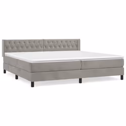 vidaXL Giroletto a Molle con Materasso Grigio Chiaro 200x200cm Velluto - Vista aggiuntiva 2
