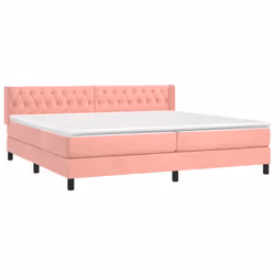 vidaXL Giroletto a Molle con Materasso Rosa 200x200 cm in Velluto - Vista aggiuntiva 3