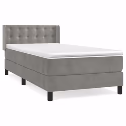 vidaXL Giroletto a Molle con Materasso Grigio Chiaro 80x200 cm Velluto - Vista aggiuntiva 2