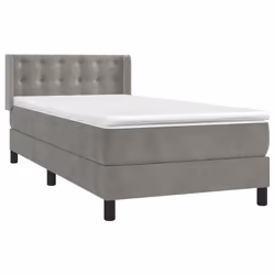 vidaXL Giroletto a Molle con Materasso Grigio Chiaro 80x200 cm Velluto - Vista aggiuntiva 3