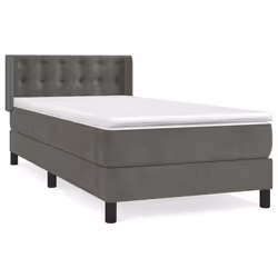 vidaXL Giroletto a Molle con Materasso Grigio Scuro 80x200 cm Velluto - Vista aggiuntiva 2