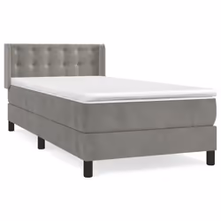 vidaXL Giroletto a Molle con Materasso Grigio Chiaro 90x200 cm Velluto - Vista aggiuntiva 2