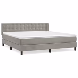 vidaXL Giroletto a Molle con Materasso Grigio Chiaro 160x200cm Velluto - Vista aggiuntiva 2