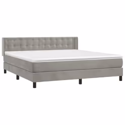 vidaXL Giroletto a Molle con Materasso Grigio Chiaro 160x200cm Velluto - Vista aggiuntiva 3
