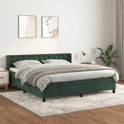 vidaXL Giroletto a Molle con Materasso Verde Scuro 160x200 cm Velluto
