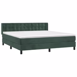 vidaXL Giroletto a Molle con Materasso Verde Scuro 160x200 cm Velluto - Vista aggiuntiva 3