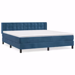 vidaXL Giroletto a Molle con Materasso Blu Scuro 180x200 cm in Velluto - Vista aggiuntiva 2