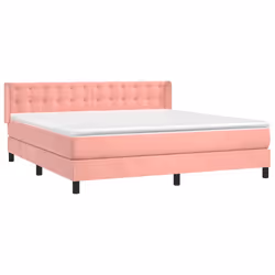 vidaXL Giroletto a Molle con Materasso Rosa 180x200 cm in Velluto - Vista aggiuntiva 3