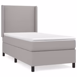 vidaXL Giroletto a Molle con Materasso Grigio Chiaro 90x200 cm Tessuto - Vista aggiuntiva 2
