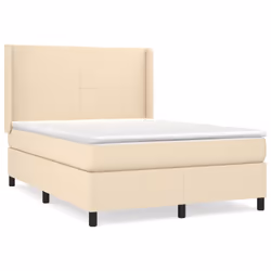 vidaXL Giroletto a Molle con Materasso Crema 140x200 cm in Tessuto - Vista aggiuntiva 2