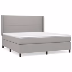 vidaXL Giroletto a Molle con Materasso Grigio Chiaro160x200 cm Tessuto - Vista aggiuntiva 2
