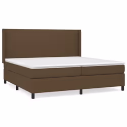 vidaXL Giroletto a Molle con Materasso Marrone Scuro 200x200cm Tessuto - Vista aggiuntiva 2