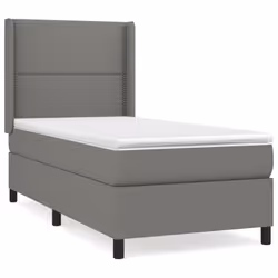 vidaXL Giroletto a Molle con Materasso Grigio Scuro 90x200 cm Tessuto - Vista aggiuntiva 2