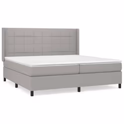 vidaXL Giroletto a Molle con Materasso Grigio Chiaro 200x200cm Tessuto - Vista aggiuntiva 2