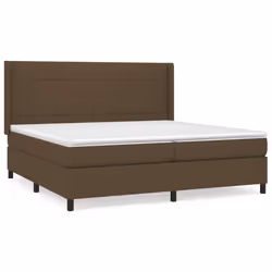 vidaXL Giroletto a Molle con Materasso Marrone Scuro 200x200cm Tessuto - Vista aggiuntiva 2