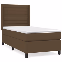 vidaXL Giroletto a Molle con Materasso Marrone Scuro 80x200 cm Tessuto - Vista aggiuntiva 2