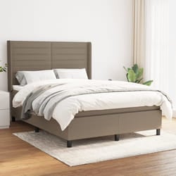vidaXL Giroletto a Molle con Materasso Tortora 140x200 cm in Tessuto