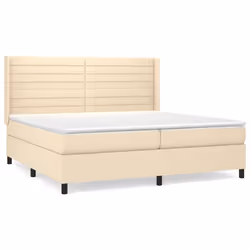 vidaXL Giroletto a Molle con Materasso Crema 200x200 cm in Tessuto - Vista aggiuntiva 2