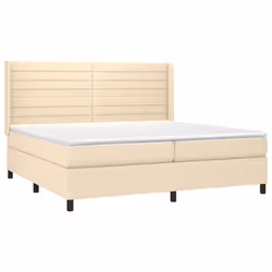 vidaXL Giroletto a Molle con Materasso Crema 200x200 cm in Tessuto - Vista aggiuntiva 3