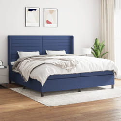 vidaXL Giroletto a Molle con Materasso Blu 200x200 cm in Tessuto