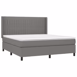 vidaXL Giroletto a Molle con Materasso Grigio Scuro 160x200 cm Tessuto - Vista aggiuntiva 3