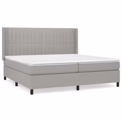 vidaXL Giroletto a Molle con Materasso Grigio Chiaro 200x200cm Tessuto - Vista aggiuntiva 2