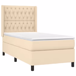 vidaXL Giroletto a Molle con Materasso Crema 90x190 cm in Tessuto - Vista aggiuntiva 3