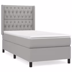 vidaXL Giroletto a Molle con Materasso Grigio Chiaro 90x200 cm Tessuto - Vista aggiuntiva 2