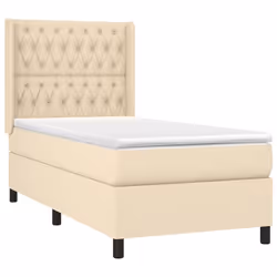 vidaXL Giroletto a Molle con Materasso Crema 90x200 cm inTessuto - Vista aggiuntiva 3