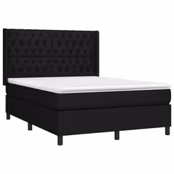 vidaXL Giroletto a Molle con Materasso Nero 140x190 cm in Tessuto - Vista aggiuntiva 3