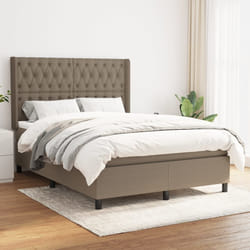 vidaXL Giroletto a Molle con Materasso Tortora 140x200 cm in Tessuto