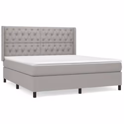 vidaXL Giroletto a Molle con Materasso Grigio Chiaro160x200 cm Tessuto - Vista aggiuntiva 2