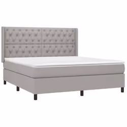 vidaXL Giroletto a Molle con Materasso Grigio Chiaro160x200 cm Tessuto - Vista aggiuntiva 3