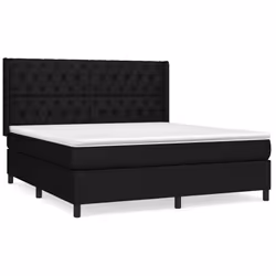 vidaXL Giroletto a Molle con Materasso Nero 160x200 cm in Tessuto - Vista aggiuntiva 2