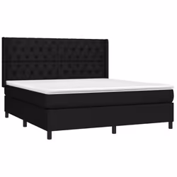 vidaXL Giroletto a Molle con Materasso Nero 160x200 cm in Tessuto - Vista aggiuntiva 3