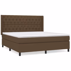 vidaXL Giroletto a Molle con Materasso Marrone Scuro 160x200cm Tessuto - Vista aggiuntiva 2