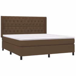 vidaXL Giroletto a Molle con Materasso Marrone Scuro 160x200cm Tessuto - Vista aggiuntiva 3