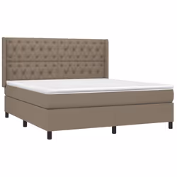 vidaXL Giroletto a Molle con Materasso Tortora 160x200 cm in Tessuto - Vista aggiuntiva 3