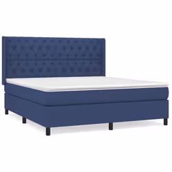 vidaXL Giroletto a Molle con Materasso Blu 160x200 cm in Tessuto - Vista aggiuntiva 2