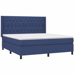 vidaXL Giroletto a Molle con Materasso Blu 160x200 cm in Tessuto - Vista aggiuntiva 3