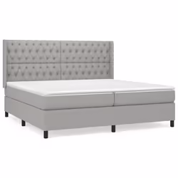vidaXL Giroletto a Molle con Materasso Grigio Chiaro 200x200cm Tessuto - Vista aggiuntiva 2