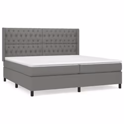 vidaXL Giroletto a Molle con Materasso Grigio Scuro 200x200 cm Tessuto - Vista aggiuntiva 2