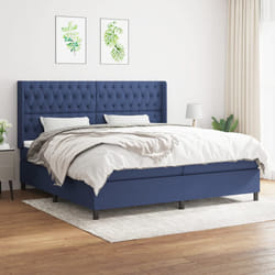 vidaXL Giroletto a Molle con Materasso Blu 200x200 cm in Tessuto