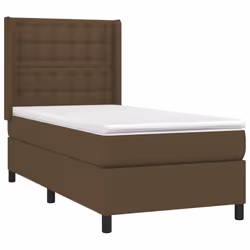 vidaXL Giroletto a Molle con Materasso Marrone Scuro 80x200 cm Tessuto - Vista aggiuntiva 3