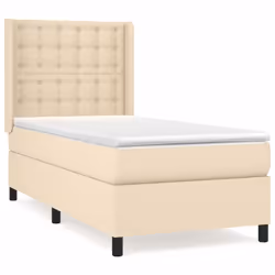 vidaXL Giroletto a Molle con Materasso Crema 90x200 cm inTessuto - Vista aggiuntiva 2