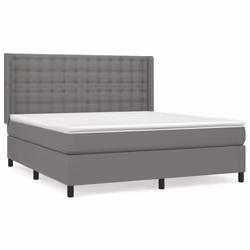 vidaXL Giroletto a Molle con Materasso Grigio Scuro 160x200 cm Tessuto - Vista aggiuntiva 2
