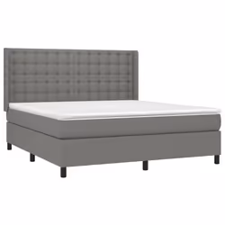 vidaXL Giroletto a Molle con Materasso Grigio Scuro 160x200 cm Tessuto - Vista aggiuntiva 3