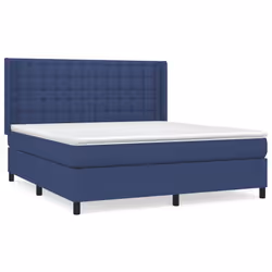 vidaXL Giroletto a Molle con Materasso Blu 160x200 cm in Tessuto - Vista aggiuntiva 2